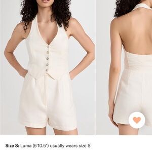 Amanda Uprichard Cream Halter Romper